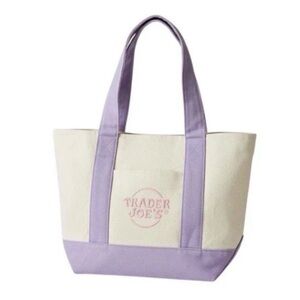 Cream and Lavender Canvas Tote Bag